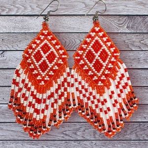 GORGEOUS Handmade Beaded Tribal Fringe Earrings